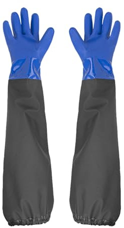 KRYMSON 1 paio di guanti impermeabili in gomma per la pulizia della gomma, guanti isolati impermeabili con maniche extra lunghe, unisex, adatti per giardinaggio, stagni (blu)