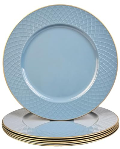UOEKCS Light Blue Charger Plates, 13 Round Chargers for Dinner Plates, Plastic Chargers for Parties, Table Setting, Holidays, (Set of 6)