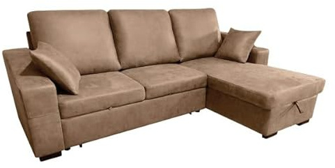 HOGAR24 ES - Sofá 3 Plazas con Chaiselongue y Arcón | Máximo Relax y Confort | Medidas: 248 x 82 x 95 cm - Color Piedra