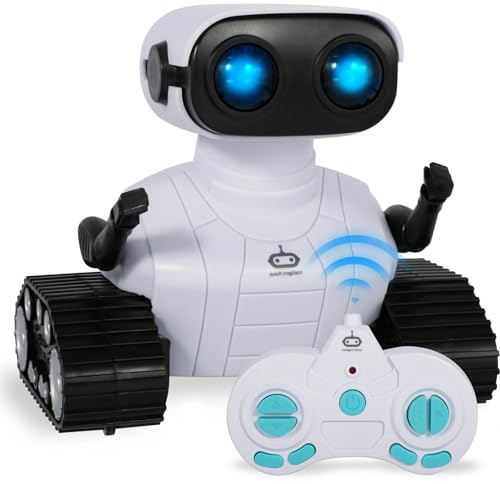 PQETBV Robot Enfant Jouet, Jouet Robot Télécommandé avec Yeux LED, Musique et Son pour Garçons et Filles à Partir de 3 4 5 6 7 8 9 10 11 12Ans Cadeaux d'anniversaire pour Noël(Blanc)