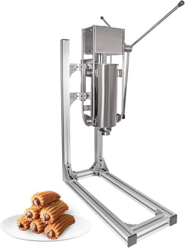 FJYAWEN Máquina Comercial Vertical para Hacer Churros Españoles, Máquina para Hacer Donuts Españoles, Máquina Manual para Hacer Churros, Relleno De Buñuelos De Frutas Latinas De Acero Inoxidable,5L