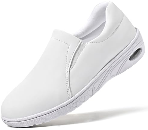 Medasain Zapatos de enfermera para mujer, zapatos de trabajo para el cuidado de la salud, resistentes, diseño ligero para comodidad durante todo el día, calzado de lactancia, 2-BLANCO, 37.5 EU