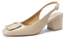 QUEEN HELENA Décolleté a Punta Chiusa Scarpe Eleganti con Tacco Basso Donna ZM9913 Beige 37