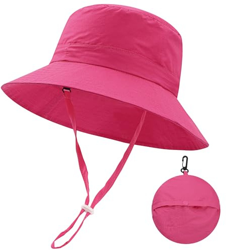 MK MATT KEELY Sommar Barnhatt Bomull Vikbar Solhatt Baby Unisex Solhatt Hav Fiskare Solskydd, Fuchsia, 4-7 anni