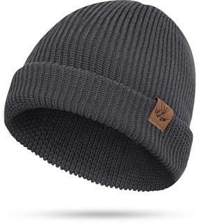 Vlazom Elegant dammössa unisex vinterstickad mössa med bred passform, bekväm andningsbar, Mörkgrå, One size