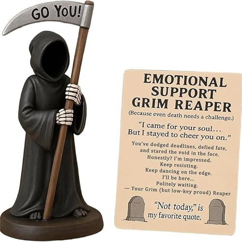 Sbuxhrkid Grim Reaper Statue with Scythe - Hand-Painted Resin Gothic Decor for Desktop & Bookshelf, Mystical Art Collectible & Emotional Keepsake