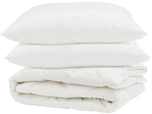 Eleganz Copripiumino con cuscino, 3 pezzi, in microfibra, bianco, leggero, traspirante e facile da pulire, perfetto per chi soffre di allergie e camere degli ospiti, set di biancheria da letto di alta