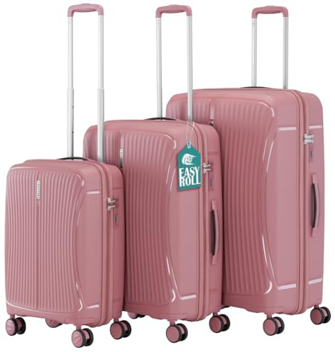 PROVITERA Set 3 Valigie Rigide in ABS 90L - 59L -38L con Ruote Silenziose Easy Roll Girevoli a 360°, Valigia Ultraleggera con Chiusura a Combinazione Rinforzata, Manico Telescopico Ergonomico (Rosa)