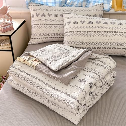 Highdi Edredon Verano,Suave Reversible Multiusos Colcha,Edredones Ligera Microfibra,Lindo Estampado Moderno Edredón Acolchado Individual/Doble/Extra Grande,para Estaciones (Corazón,200x230cm)