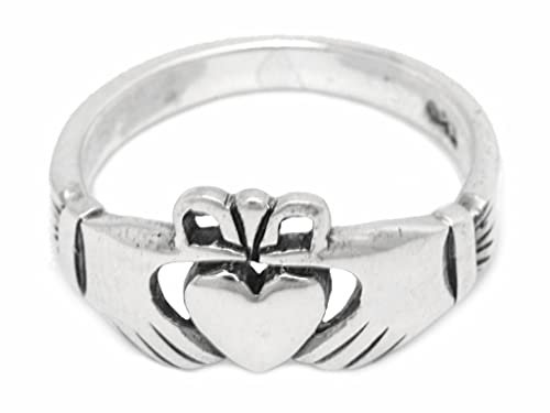 WINDALF Irischer Freundschaftsring CINA 10 mm Claddagh Ring Solvar Ring 925 Sterlingsilber (Silber, 44 (14.0))