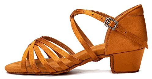 JUODVMP Chaussures de Danse Latine Fille de Salon Salsa Pratique Chaussures de Bachata 3cm Talons Bas