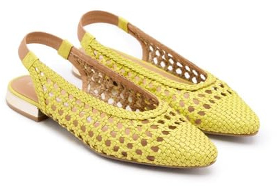 BALLERINES TRESSÉES EN CUIR COULEUR CITRON VERT POUR FEMME ARGIRITA