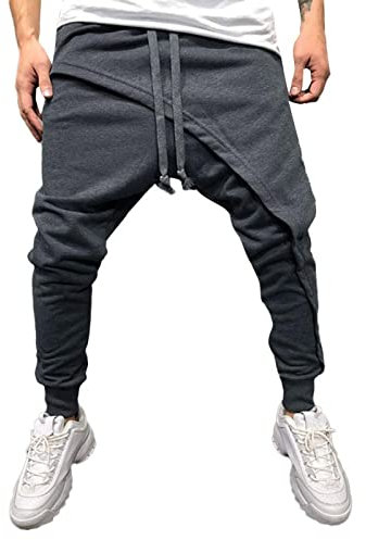 SOOUICKER Haremshose Herren Japanisch Jogginghose Herren Modern Freizeithose Herren mit Bündchen Haremshose Herren Jogginghose Tiefer Schritt Yoga Jogginghose Herren Slim Fit