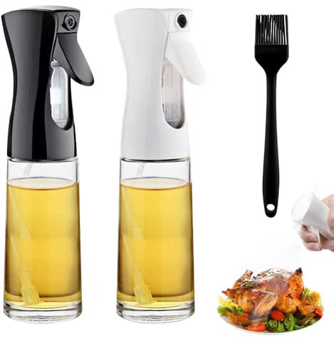 mizikuu Spruzzatore Olio, 200 ml Bottiglia Spray Da Cucina Nebulizzatore Olio Portatile Olio Spray Spruzzatore Bottiglia per Friggitrice ad Aria, BBQ, Cucina, Insalata