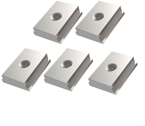 Pack of 5 M6/M8 T-slot nut, T-track slider, aluminium alloy, T-slot nut for woodworking tool, silver, T-track slider sliding nuts (M8)