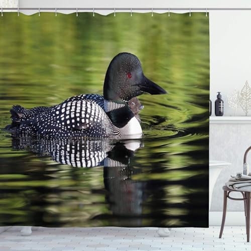 Duschvorhang 180x200 Ente Duschvorhänge Ente Anti Schimmel Waschbar Polyester Textil Shower Curtains für Badezimmer Badewanne mit 12 Haken, Z5133