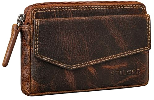 STILORD Cruz vintage nyckelväska läder nyckelfodral med RFID-kortfack äkta läder nyckelfodral för bilnycklar och kreditkort, Luino – brun, S, myntbörs
