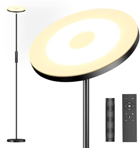 LED Lampada Da Terra Piantana, 36W 3000LM Dimmerabile 2700K-6500K con Telecomando e Touch Control, Super Luminoso Lampada da Terra Salotto