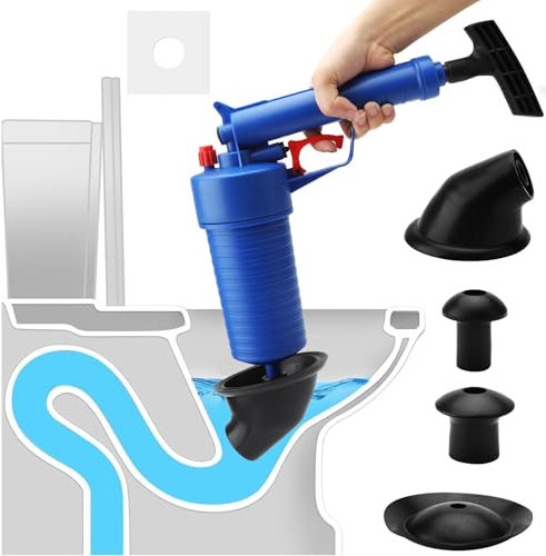 Drain Unblocker Plunger, Sink Unblocker with 4 Suckers, High Pressure Air Pump Drain Sink Plunger, Heavy Duty Toilet Plunger Drain Unblocker Sewer Dredge Cleaning Tool for Kitchen Bathtub Shower