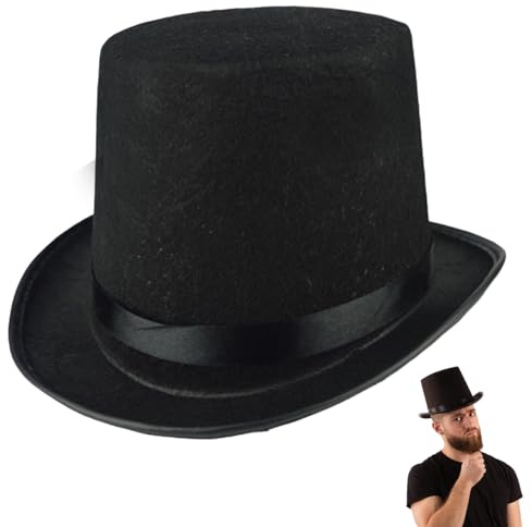 SMELEYOU Sombreros superiores para hombres 6.3 pulgadas de altura Hat de copa negra Tamaño adulto FIENTE MAGO MAGO Sombrero Halloween Props para Showman Party Hats Accesorio de disfraces de Halloween