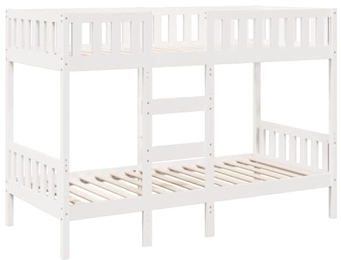 vidaXL Letto a Castello Bianco 80x200 cm in Legno Massello di Pino, struttura letto a castello, base letto a castello, mobile camera da letto