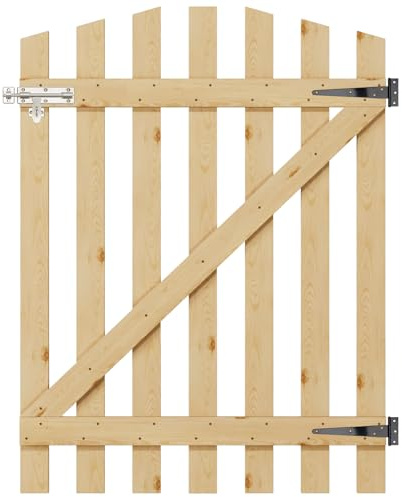 INMOZATA Garden Gate Wooden Pedestrian Gate with Gate Lock and Hinge, 3ft Wide x 4ft High (90cm Wide*120cm High)