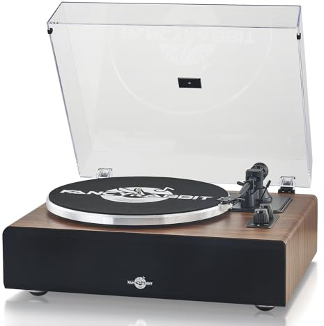 FancyRabbit Reproductor de Discos de Vinilo con Altavoces, Tocadiscos de Alta fidelidad para Discos de Vinilo con Cartucho magnético AT-3600L, reproducción Bluetooth, preamplificador Fono Integrado,