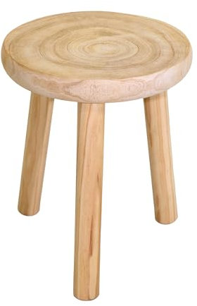 Spetebo Holz Blumenhocker mit 3 Beinen - Ø 30 cm - Deko Hocker rund naturbelassen - Pflanzenständer Blumenständer Beistelltisch Couchtisch Teetisch