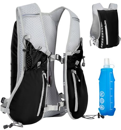 Expansea 7L Mochila Hidratación Ligera Impermeable con Soft Flask 500ml, Multifunción Mochilas de Hidratación, Chaleco Reflectante para Correr Ciclismo Carrera Trail Running
