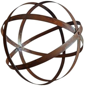 Bornhöft Boule de jardin en métal aspect rouille 50 cm Sculpture décorative en bande d'acier pour jardin rouille décoration de jardin