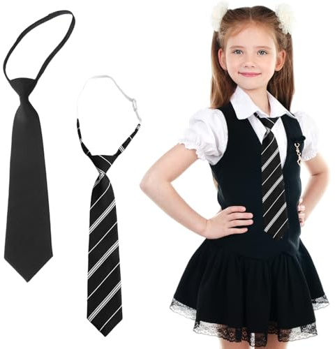 Dermalyx 2 pièces nœud papillon cravate pour enfants, nœud papillon réglable élégant, cravate noire, cravate de costume, mignonne cravate pour usage quotidien des enfants