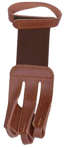 Odoukey Guante de Tiro con Arco con Pulsera Ajustable Protector de Dedo de Tiro con Arco de 3 Dedos Pestaña de Repuesto de Cuero marrón Protectora Vintage para entusiastas
