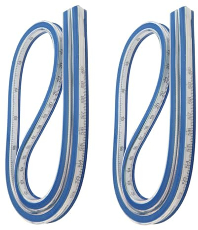 MUELODSIC Lot de 2 Règles Courbes Flexibles 60 Cm en Métal, Outils de Couture Précis pour Dessin et Patronnage, Règle Serpentine pour Mesures Courbes en Couture et Artisanat