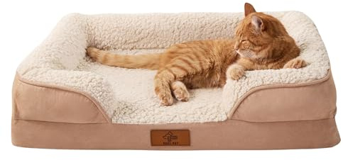 VEEL PET Cama Ortopédica para Gatos 100% Desenfundable y Lavable – Funda Impermeable Protectora y Base Antideslizante – Sofá de Espuma Viscoelástica Premium (Small)