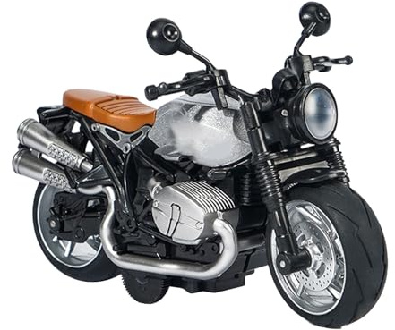 Yinhing Motorcykelmodell i 12 Skala Leksakslegering Pull Back Racing-motorcykel med LED-lampor Musik Interaktiv Barnleksak för Att Samla och Spela Silver (Silver Svart)
