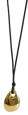Kalttoy Collar de cordón de piel sintética con colgante de frijol de moda, cadena de clavícula sofisticada, adorno para mujeres y niñas, collar con forma irregular, One Size, Cuero sintético como se