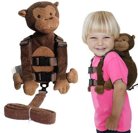 Baby Anti-Lost Bag,LouisaYork Toddler Cartoon Animal Backpack,Monkey,Baby Safety Harness with Leash Strap for 1-3 Year Old Baby Children’s Walking