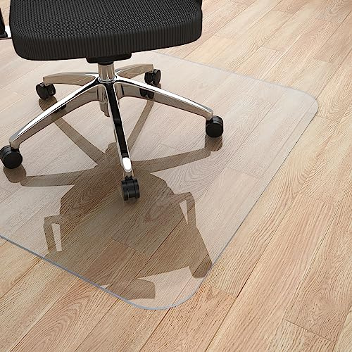 Yecaye Office Chair Mat for Hardwood Floor, 36 x 48 Clear Computer Desk Chair Mat, PVC Heavy Duty Floor Protector for Rolling Chairs, Can't be Used on Carpet(Transparent, 36 x 48)