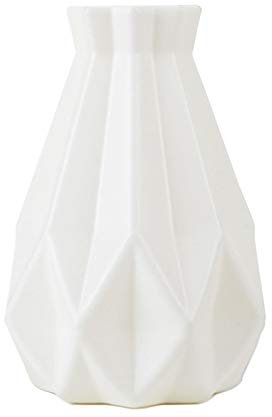 Vase Kreative Kunststoffvase,Keramik Moderne Geometrische Grauweiß Vasen,Hydroponische Kreative Blumenarrangement,für Home Office Wohnzimmer Dekoration Ornament (8 groß, weiß)