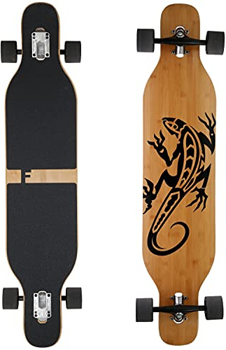 FunTomia Longboard con 3 Livelli di Flessibilità, Cruiser Drop Through, Skateboard Completo con Cuscinetti a Sfera Mach1 ad Alta Velocità e Chiave a T