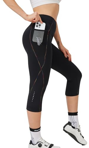 Santic Pantaloni Ciclismo Donna Imbottiti Pantaloni Ciclista Donna Pantaloni Bicicletta Imbottiti per Donna Viola EU 4XL