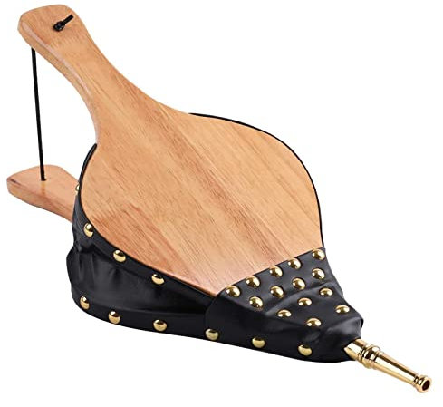 MISOYE Soufflet en bois pour feu de cheminée, barbecue et camping, souffleur, 45*19,5 cm/17,72*7,68 in, Noir, Suspension, Rétro, Efficace