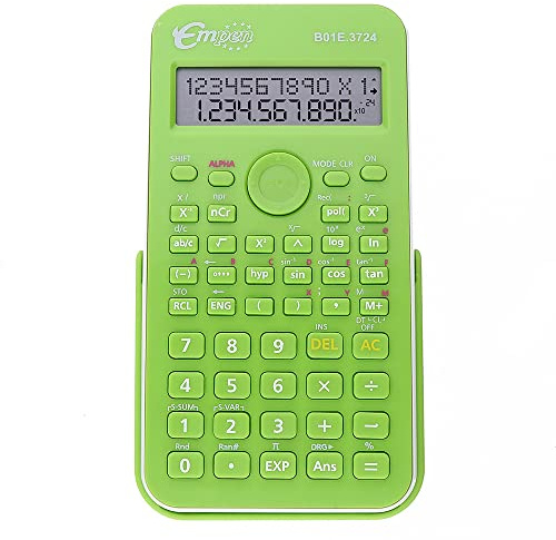 Elegante calculadora científica en un Hermoso Color Verde. Todas Las Funciones necesarias adecuadas para la Escuela, el Trabajo y el hogar. 150 x 80 x 18 mm plástico