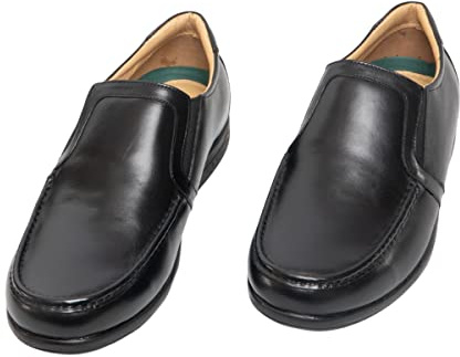 Roamers herr läder XXX extra bred tvillingkil vardagssko, Svart, 15 UK XX-Wide