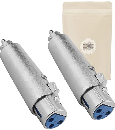 2x Adattatore da presa XLR stereo femmina 3 poli a spina RCA mono maschio - Connettore 100% in metallo - Adaptout marca francese