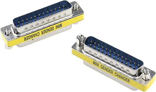 MEIRIYFA DB25 25 Pin Gender Changer D-SUB 25Pin Acoplador Serial Cable Gender Changer RS232 VGA Adaptador Connetor para Aplicaciones Paquete de 2 (macho a macho)