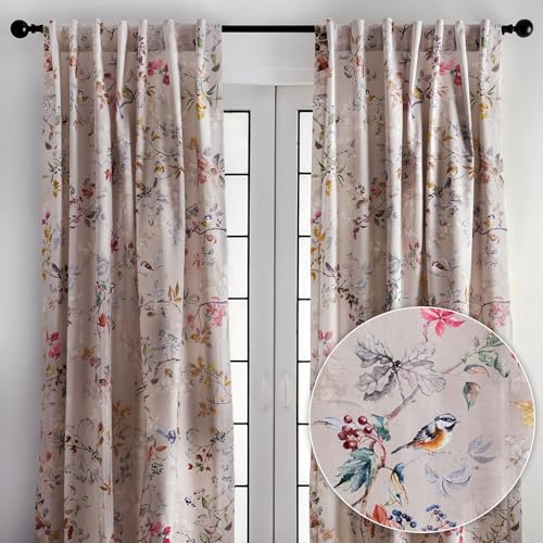 Maison d' Hermine Curtains for Living Room 100% Cotton 84 inch Length Two Panel Light Filtering Curtains for Windows with Rod and Loop Pockets Easter Decorations (Equinoxe - Multi, 50 W x 84 L)