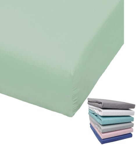 Bierbaum Biber Spannbettlaken Baumwolle 100x200 cm Weiß Grau Blau Rosa Türkis Silber Flieder Grün Taupe Rundgummi, Farbe:Grün