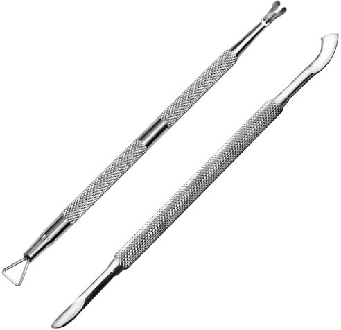 HIFAU Premium-Maniküre-Werkzeuge aus Edelstahl, 2-teiliges Set, verbesserter Nagelhautschieber und Nagellifter, Nagelhautschneider und Gel-Nagellackentferner, für zu Hause und den Salon, für Frauen