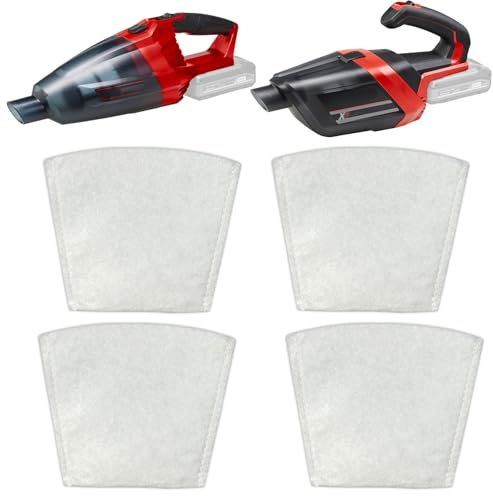 Pack de 4 bolsas de filtro compatibles con Einhell Power X-Change TE-VC 18 Li-Solo & TE-HV 18/06 Li-Solo Aspiradora de mano inalámbrica